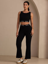 [Schwarz] SilkSilky-DE Sleeveless Crew Neck Women's Outfit Sets 001