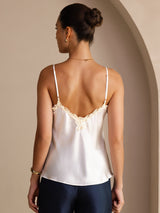 [Weiß] SilkSilky-DE Sleeveless V Neck Cami Top 002