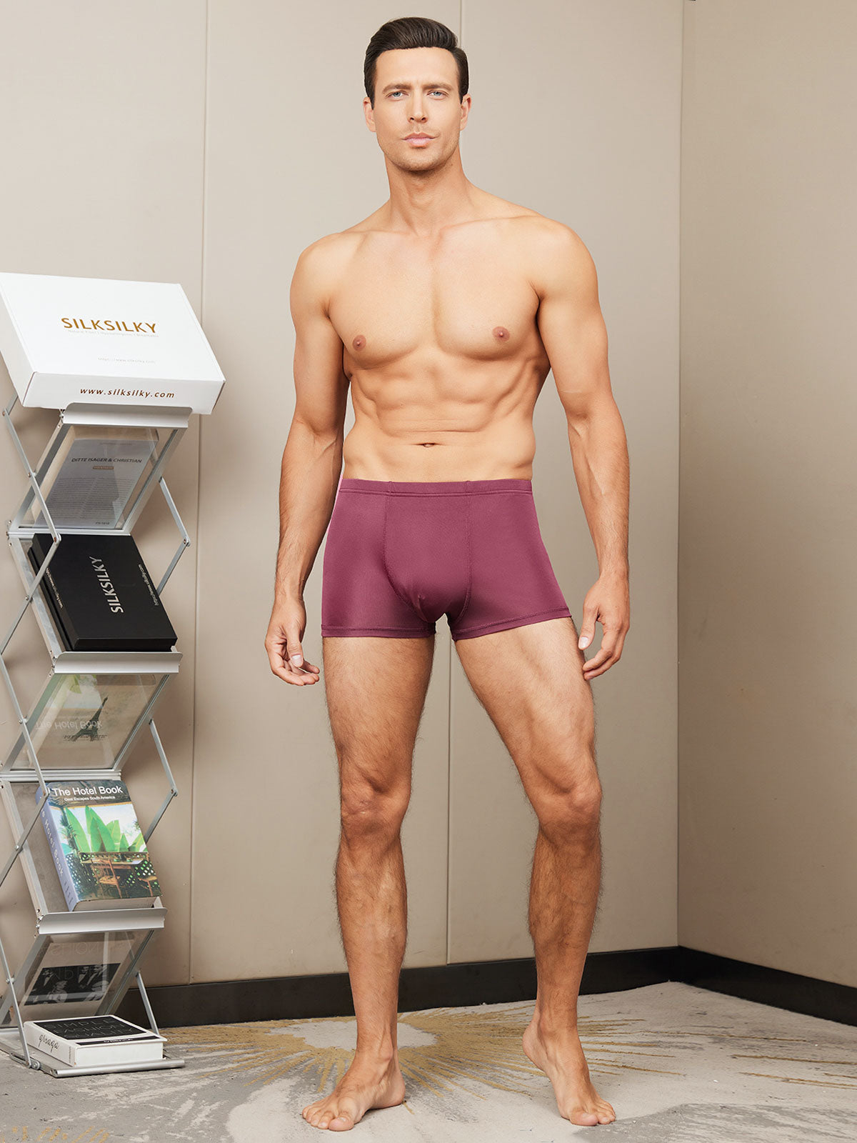 [Wine] SilkSilky  Silk Knitted Mens Underwear 005