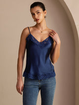 [Dunkelblau] SilkSilky-DE Spaghetti Strap V Neck Cami Top 004