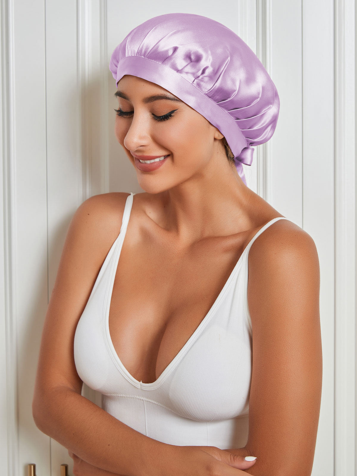 [Lavendel] SilkSilky-DE Reine Seide Sleep Cap 004