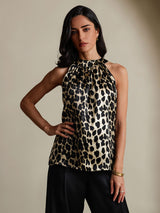 [Leopard] SilkSilky-DE 19Momme Seide Womens T-Shirt 003,