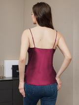 [Fuchsie] SilkSilky-DE Spaghetti Strap V Neck Cami Top 002