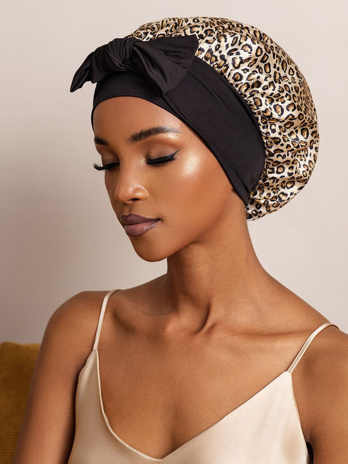 [Leopard] SilkSilky-DE Reine Seide Sleep Cap 002