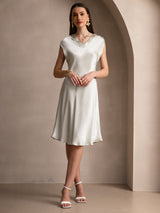 [Hellgrün] SilkSilky-DE Cap Sleeve V Neck Nachthemden 005