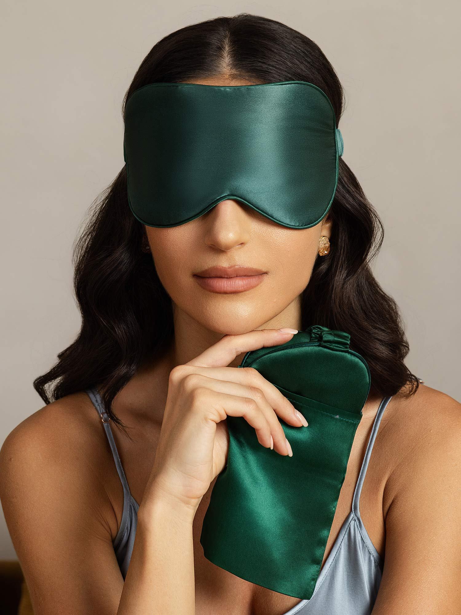 [Dunkelgrün] SilkSilky-DE Reine Seide Eye Mask 006