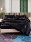 SilkSilky DE 25Momme Reine Seide Bedding Set Schwarz 004