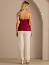 [Rotwein] SilkSilky-DE Sleeveless V Neck Cami Top 005