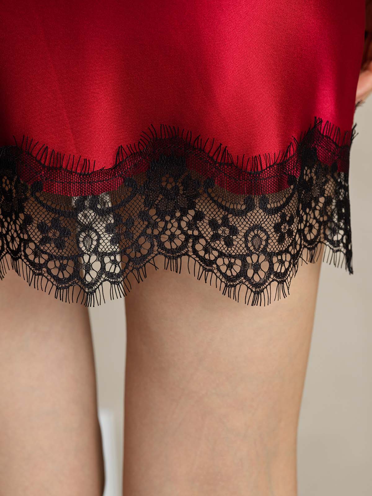 [Rotwein] SilkSilky-DE 19Momme Seide Skirt 005