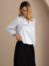[Hellblau] SilkSilky-DE Long Sleeve Blouse 003