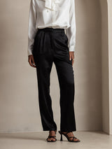 [Schwarz] SilkSilky-DE 19Momme Seide Womens Pants 001