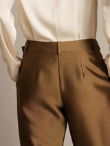 [Bronze] SilkSilky-DE 32Momme Silk-Wool Blend Womens Pants 005
