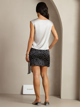 [Silber] SilkSilky-DE Cap Sleeve Cowl Neck T-Shirt 002