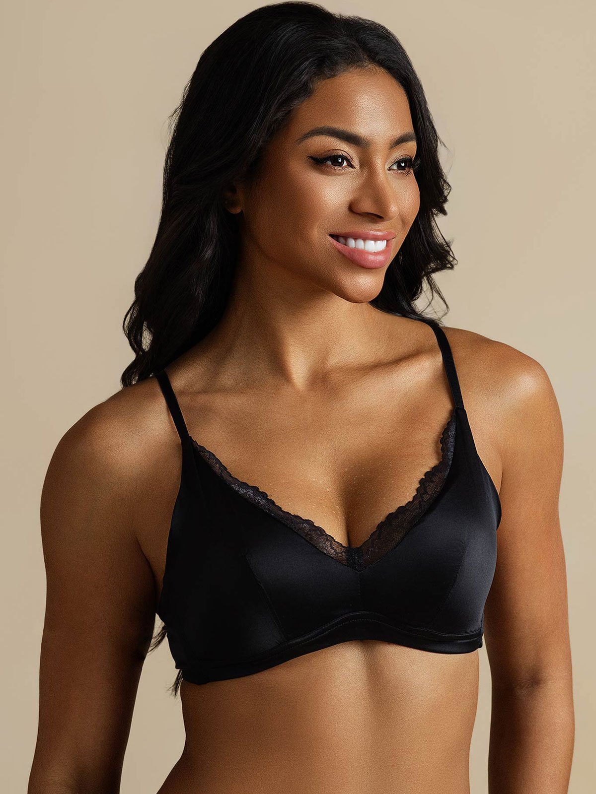 [Schwarz] SilkSilky-DE Reine Seide Bra 001