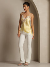 [Hellgelb] SilkSilky-DE Spaghetti Strap V Neck Cami Top 008