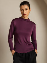 [Violett] SilkSilky-DE Reine Seide Womens T-Shirt 001