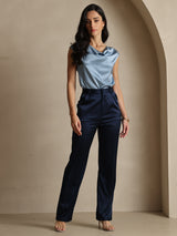 [Dunkelblau] SilkSilky-DE 19Momme Seide Womens Pants 006