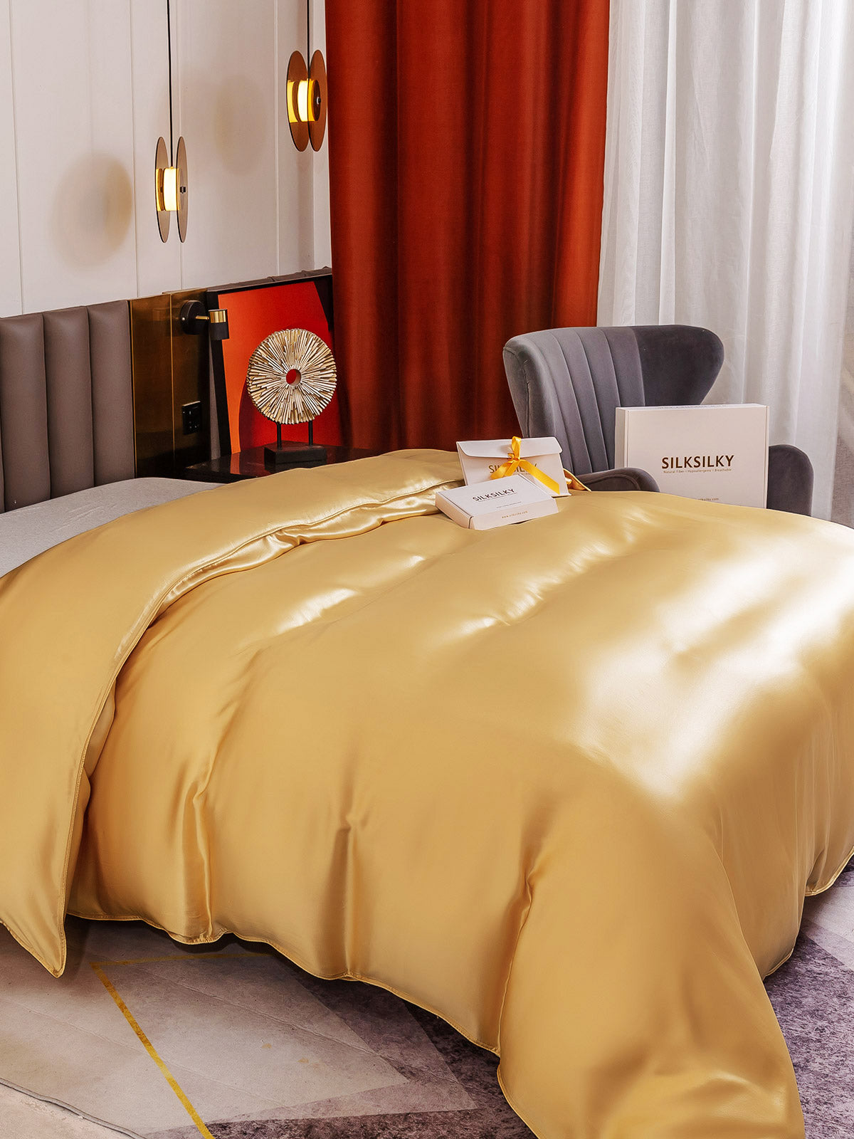 [Champagner] SilkSilky-DE 19Momme Reine Seide Duvet Cover 004