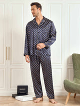 [Marine Kette] SilkSilky-DE Long Sleeve Notch-Kragen Herren Pyjamas 006
