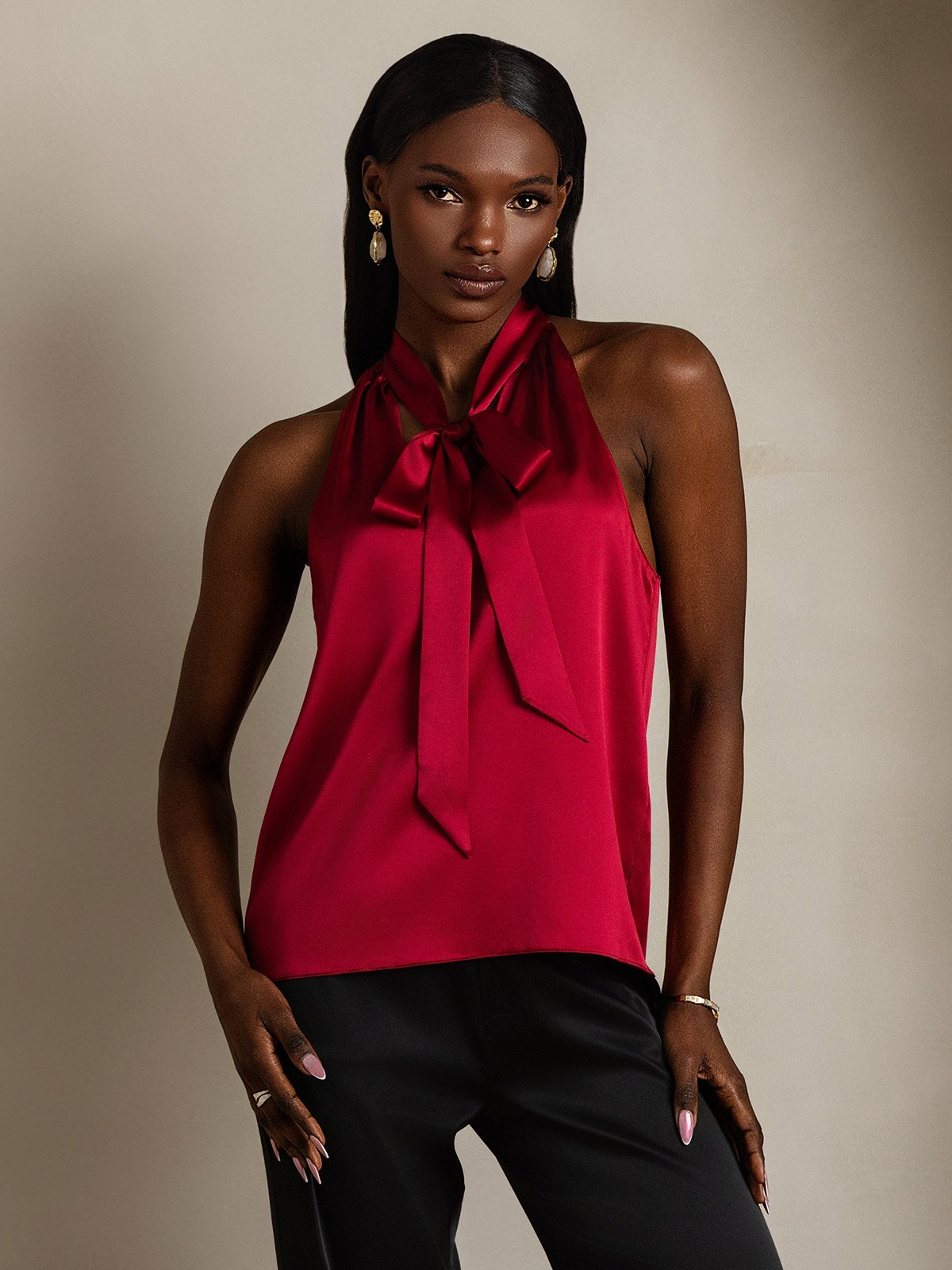 [Rotwein] SilkSilky-DE 19Momme Seide Womens Shirt 001