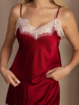 [Rotwein] SilkSilky-DE Sleeveless V Neck Camisole-Set 006