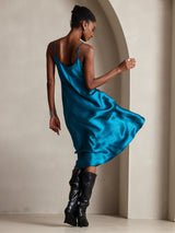 [König Blau] SilkSilky-DE Sleeveless V Neck Kleider 002