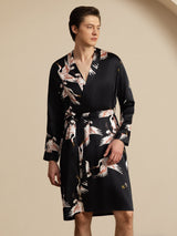 [Schwarz] SilkSilky-DE 19Momme Mens Robe 001
