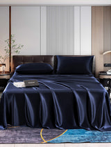 [Dunkelblau] SilkSilky-DE 22Momme Reine Seide Bedding Set 001,