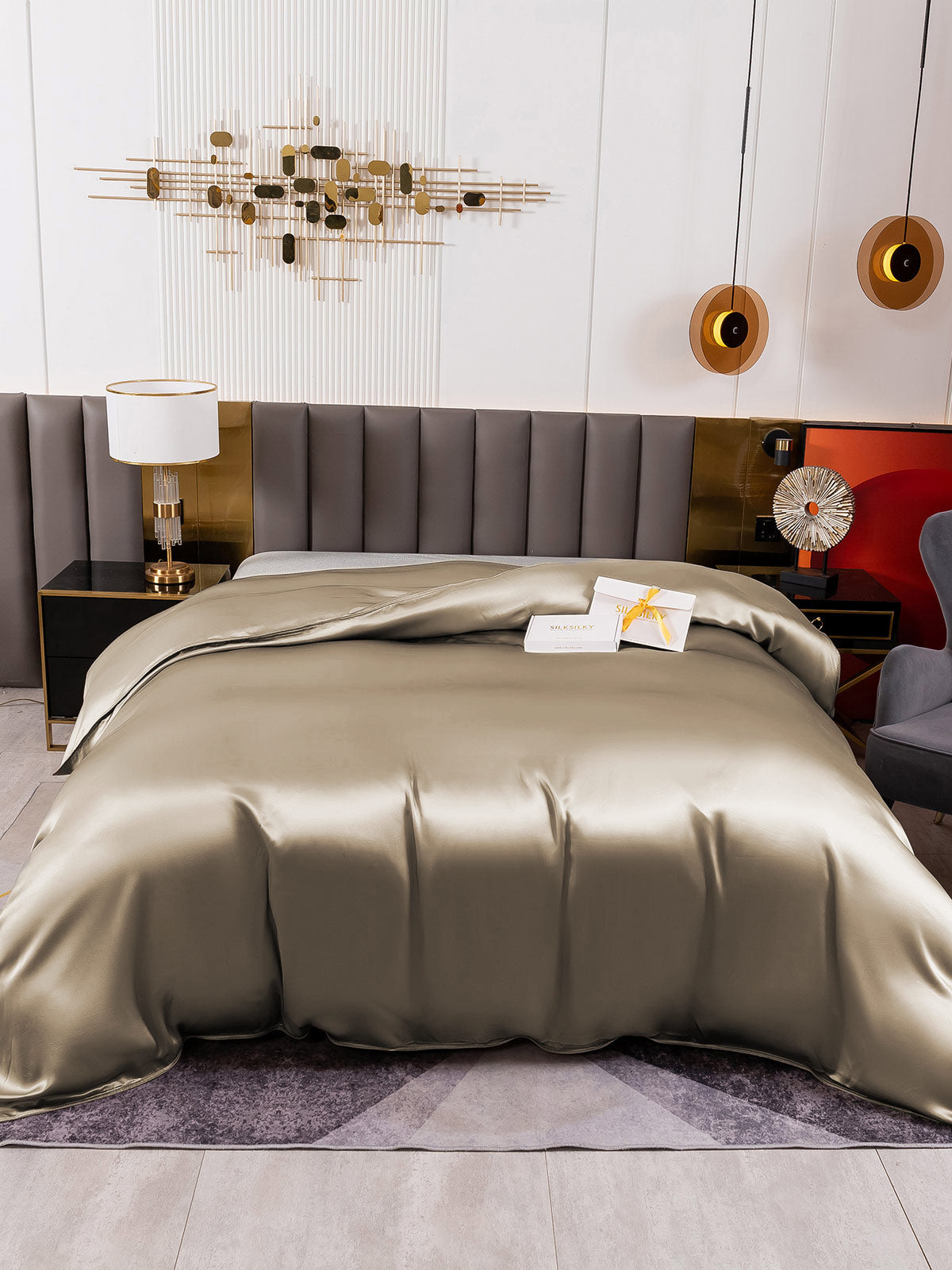 [Khaki] SilkSilky-DE 19Momme Reine Seide Duvet Cover 002