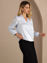 [Hellblau] SilkSilky-DE Long Sleeve Blouse 004