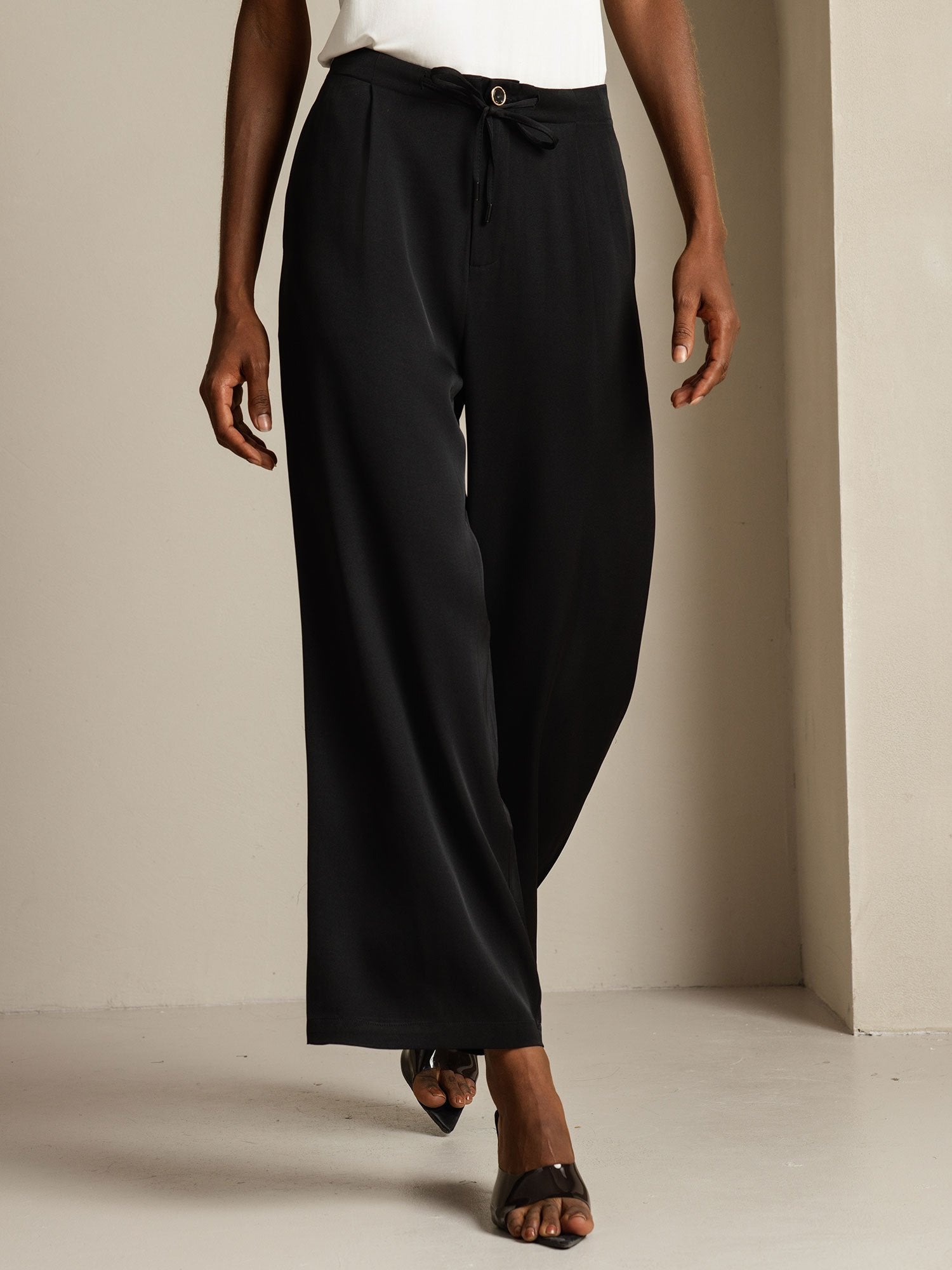 [Schwarz] SilkSilky-DE 19Momme Seide Womens Pants 003