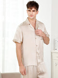 SilkSilky-DE-19Momme-Reine-Seide-Kurzärmelig-Revers-Herren-Pyjamas-Beige-002