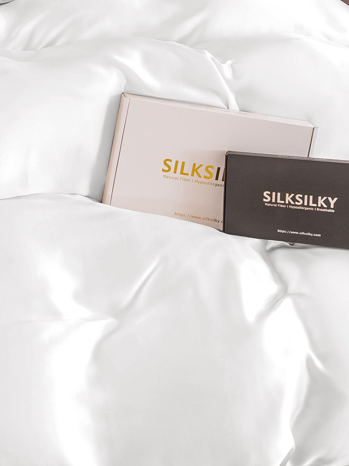 [Weiß] SilkSilky-DE 19Momme Reine Seide Duvet Cover 004