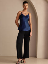 [Dunkelblau] SilkSilky-DE Sleeveless V Neck Cami Top 005