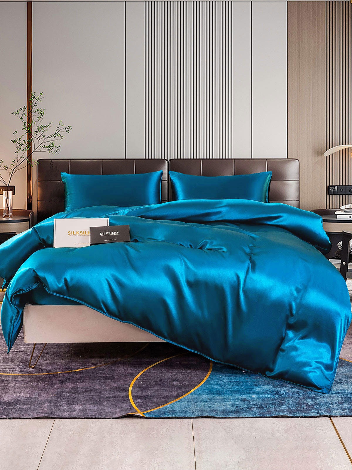 [König Blau] SilkSilky-DE 22Momme Reine Seide Bedding Set 001