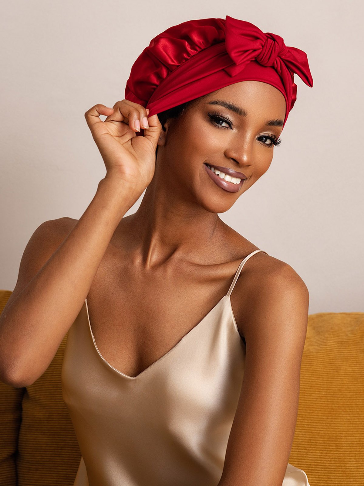 [König Blau] SilkSilky-DE Reine Seide Sleep Cap 007,