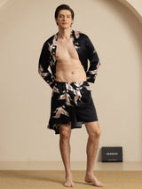 [Schwarz] SilkSilky-DE 19Momme Long Sleeve Mens Pajamas 004