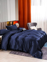 [Dunkelblau] SilkSilky-DE 22Momme Reine Seide Bedding Set 003,