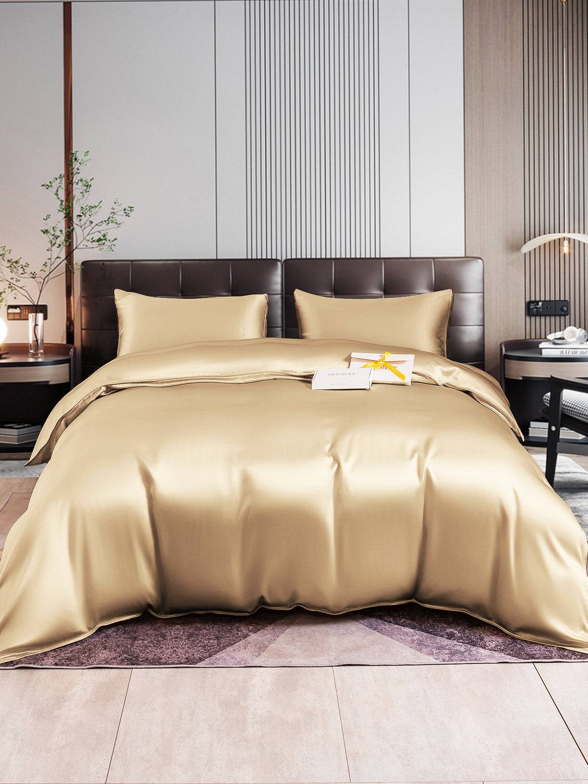 [Beige] SilkSilky-DE 22Momme Reine Seide Bedding Set 001