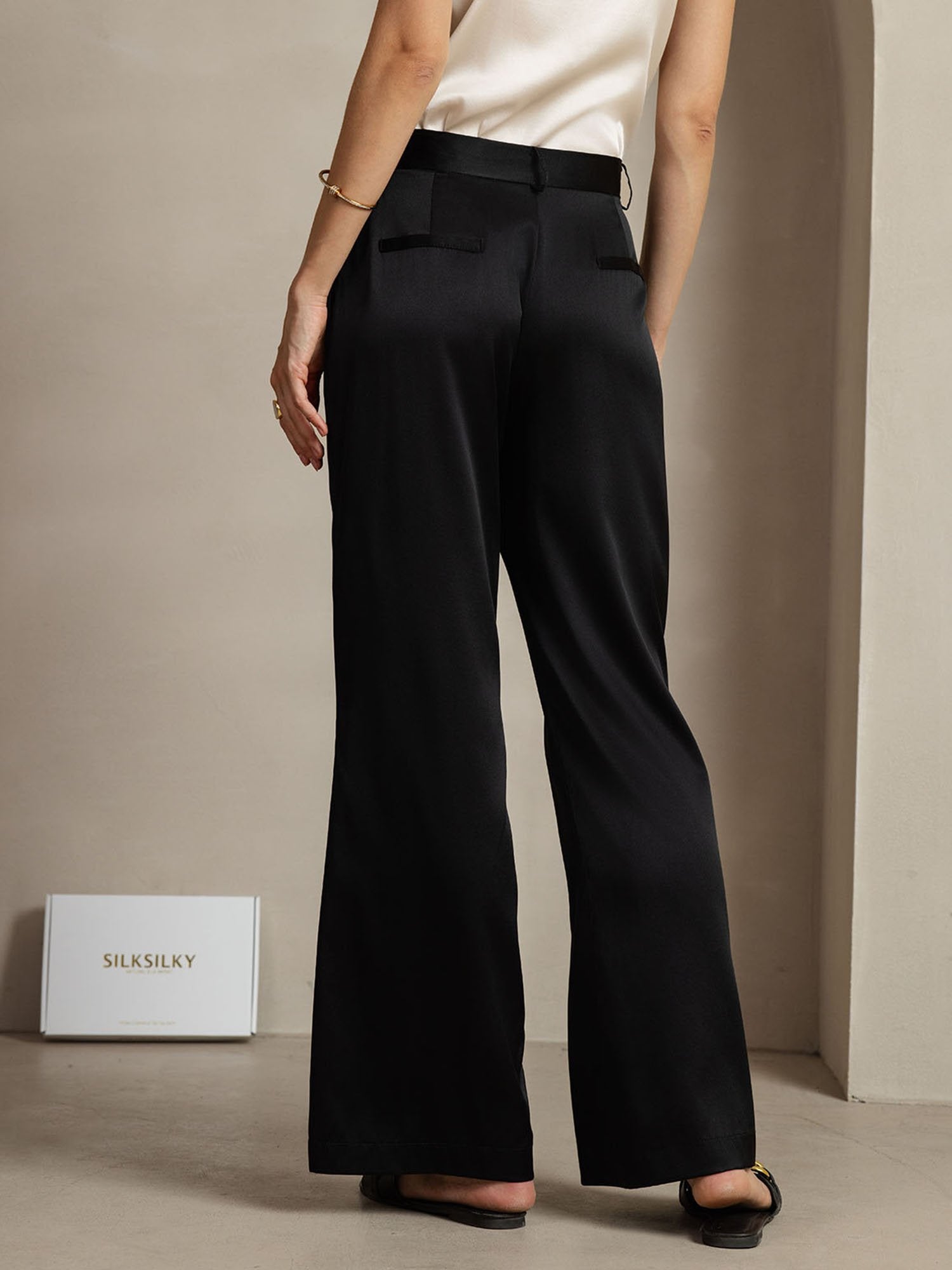 [Schwarz] SilkSilky-DE 19Momme Seide Womens Pants 002