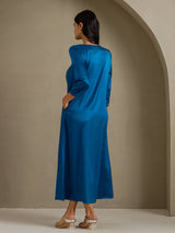[König Blau] SilkSilky-DE 3/4 Sleeve Round Neck Kleider 002