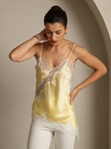 [Hellgelb] SilkSilky-DE Spaghetti Strap V Neck Cami Top 003