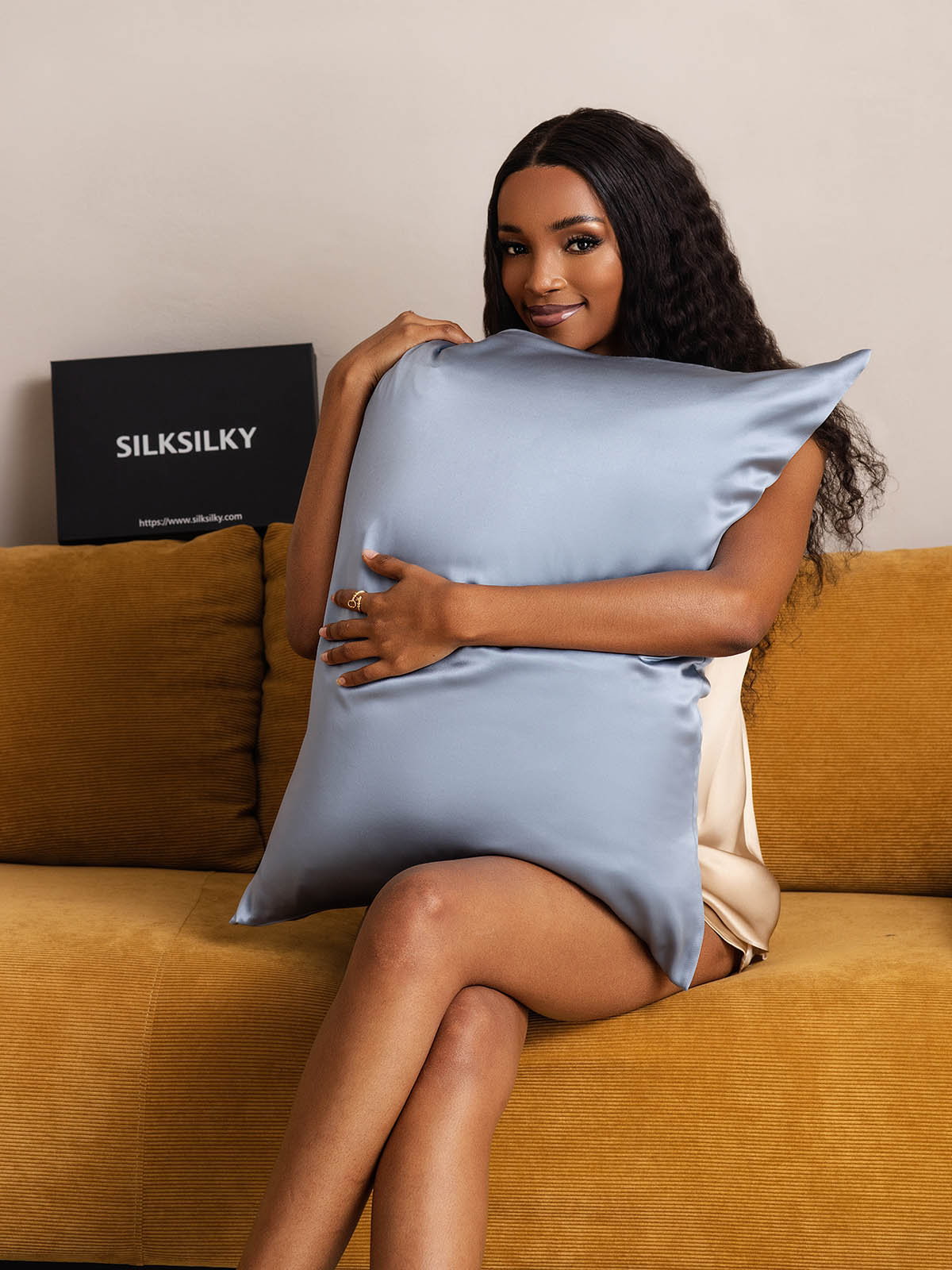[Graublau] SilkSilky-DE 22Momme Reine Seide Pillowcase 006