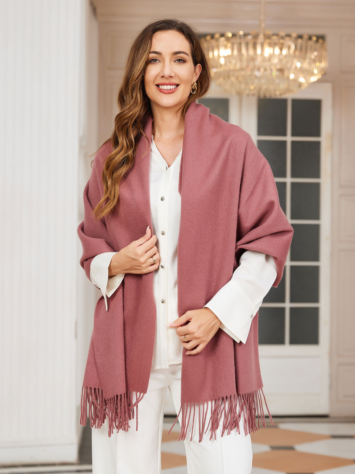 [Blasses Mauve] SilkSilky-DE Wolle Scarf 002
