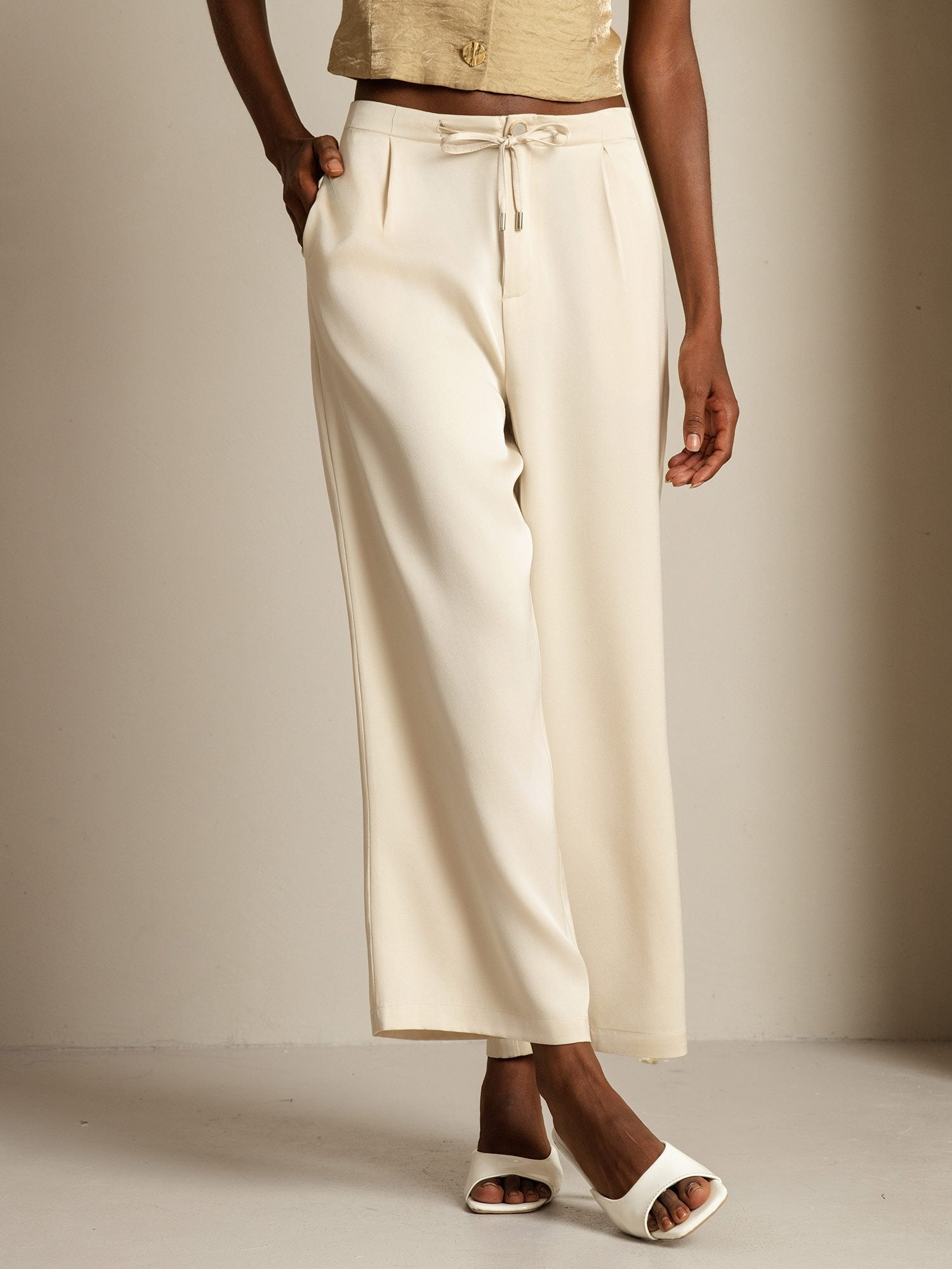 [Beige] SilkSilky-DE 19Momme Seide Womens Pants 003