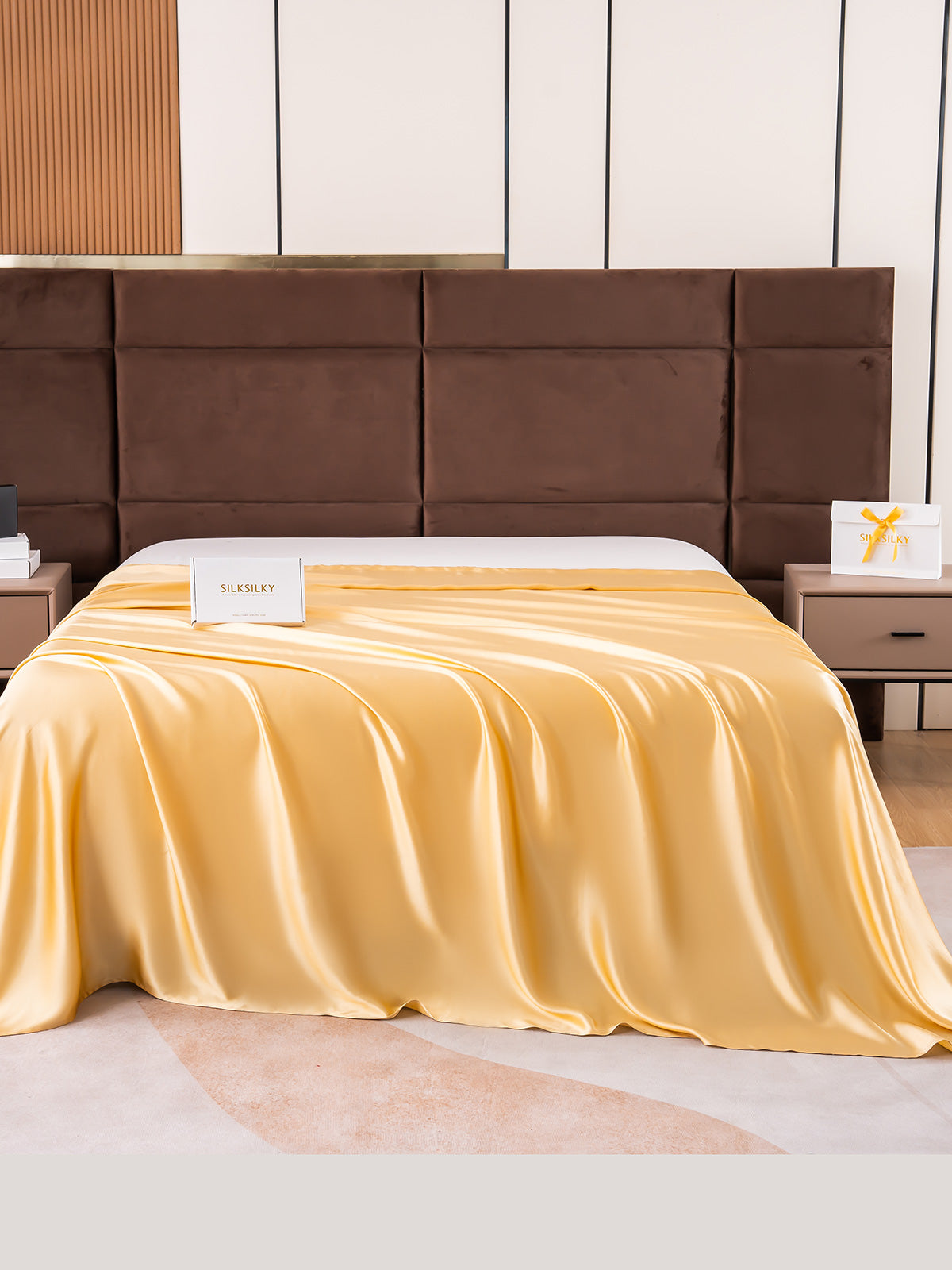 [Champagner] SilkSilky-DE 19Momme Reine Seide Sheet 001