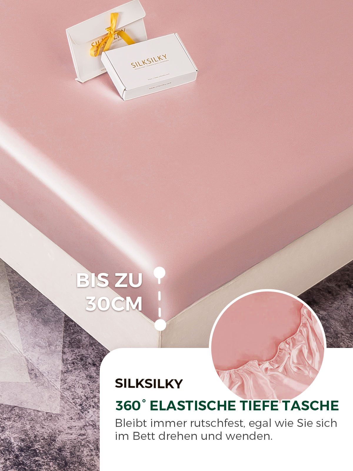 [Blasses Mauve] SilkSilky-DE 19Momme Reine Seide Sheet 004
