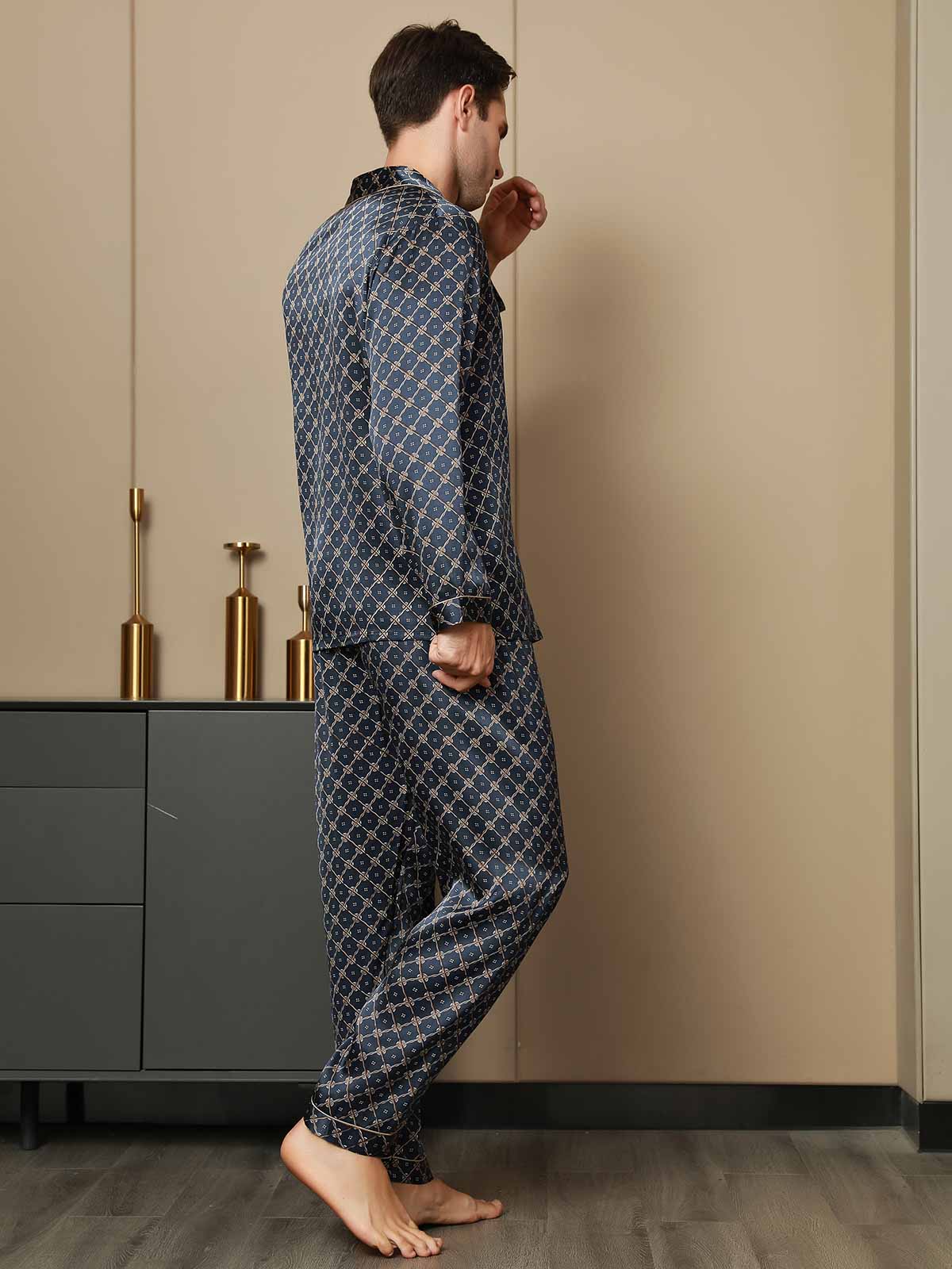 [Marine Kette] SilkSilky-DE Reine Seide Mens Pajamas 003