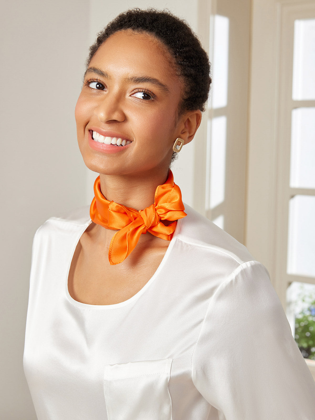 [Orange] SilkSilky-DE Reine Seide Scarf 003