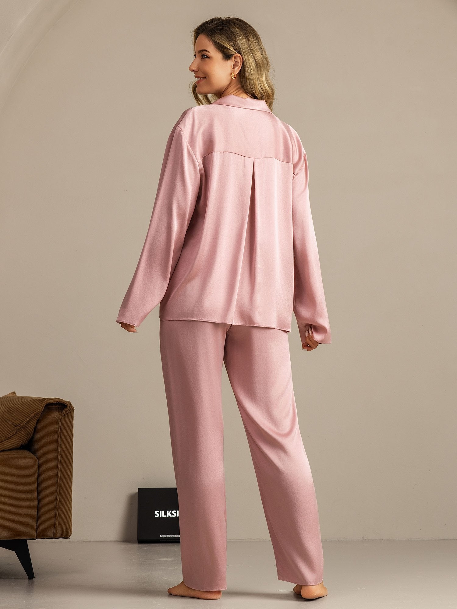 [Pfirsichhaut] SilkSilky-DE 19Momme Seide Umlegekragen Damen Pyjamas 002